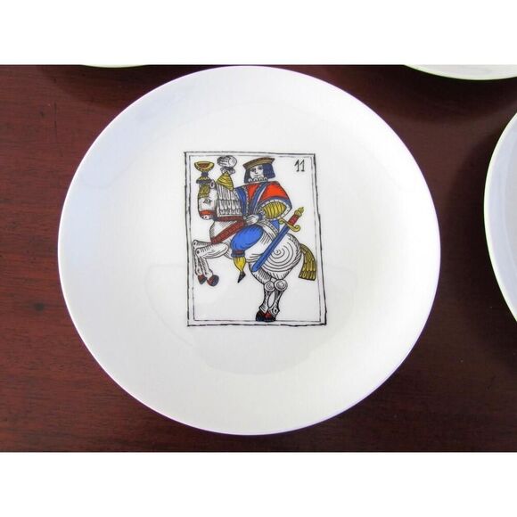 Vintage Bidasoa Spain Plates Set Playing Card Knights King sDessert Appetizer 6" - Picture 4 of 8